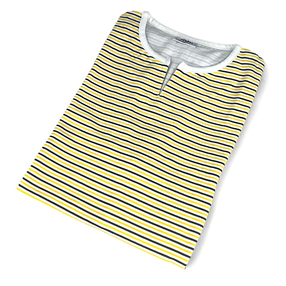 Foravi Yellow & Navy Striped Vintage T-Shirt from Japan